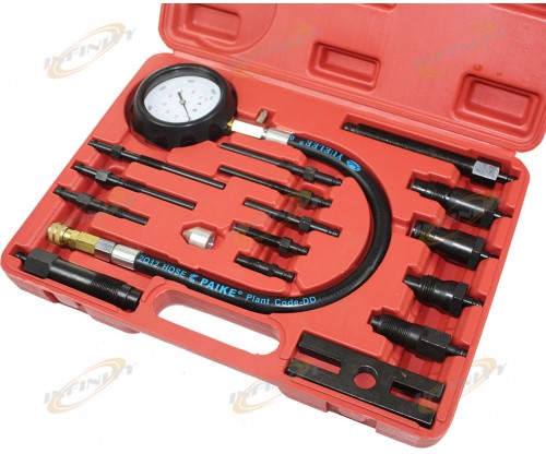 TU-15 DIESEL ENGINE CYLINDER PRESSURE TESTER KIT 14 GLOW PLUG INJECTOR ADAPTORS